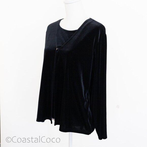 Vintage Notations Black Velvet Twin Top XL Retro Gothic Witchy Vampy Office - Picture 2 of 12